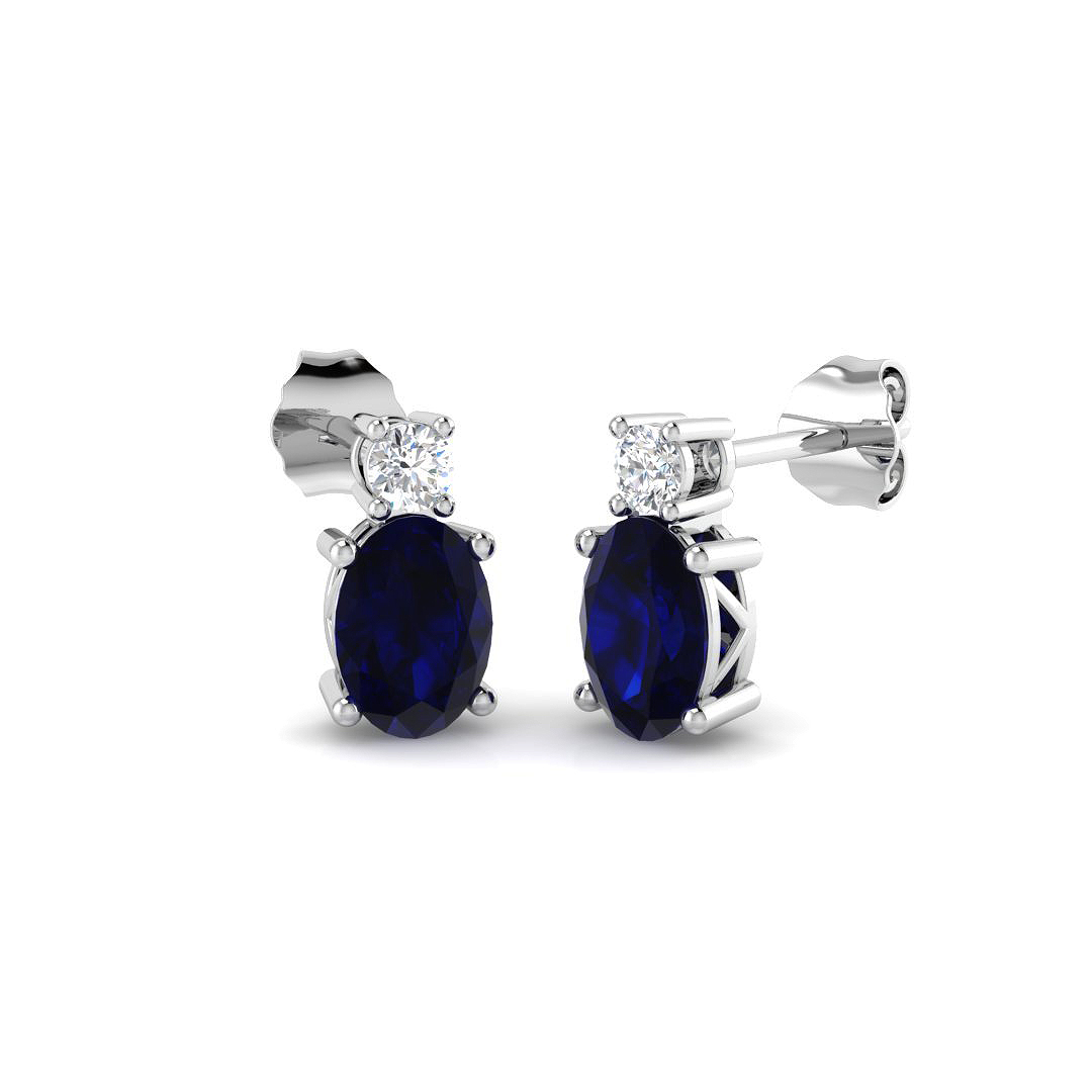 Blue Sapphire Earrings in 9K White Gold