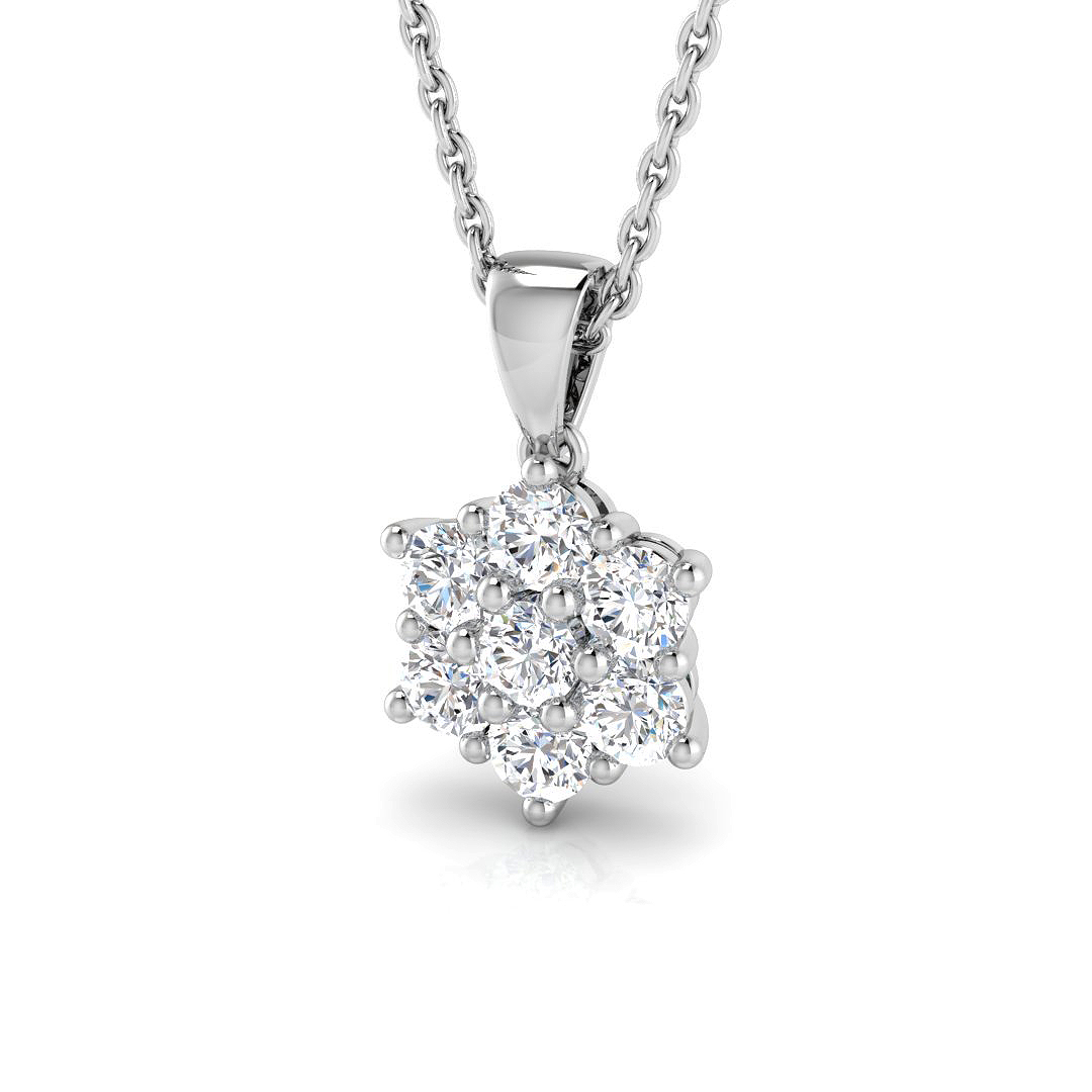 0.26ct Natural Diamond Cluster Pendant in 18K White Gold
