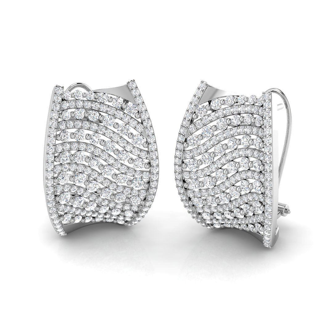 3.10ct Natural Diamond Paper Clip Earrings in 18K White Gold