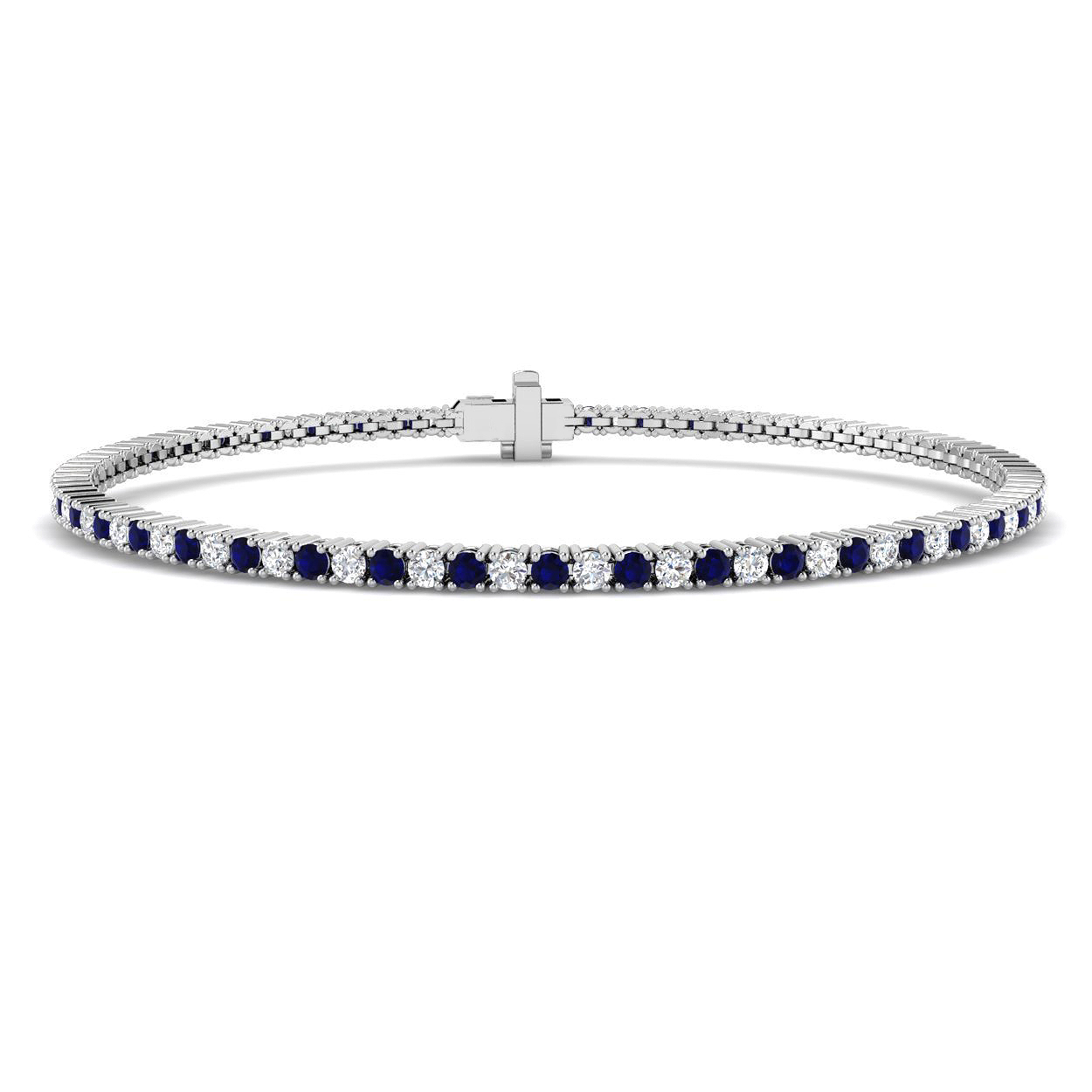 Blue Sapphire Bracelet in 9K White Gold