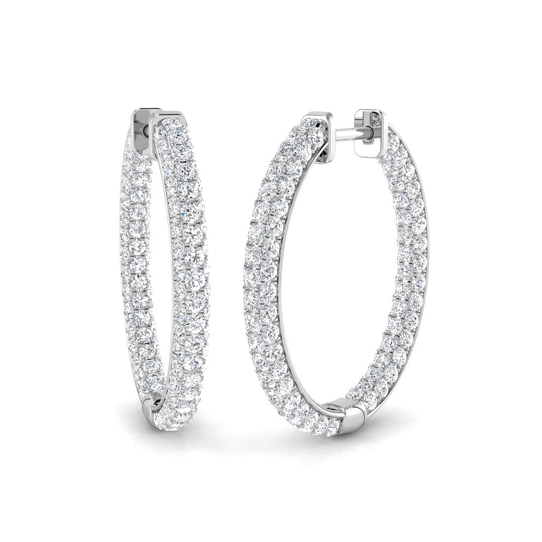 2.60ct Natural Diamond Hoops Earrings in 18K White Gold