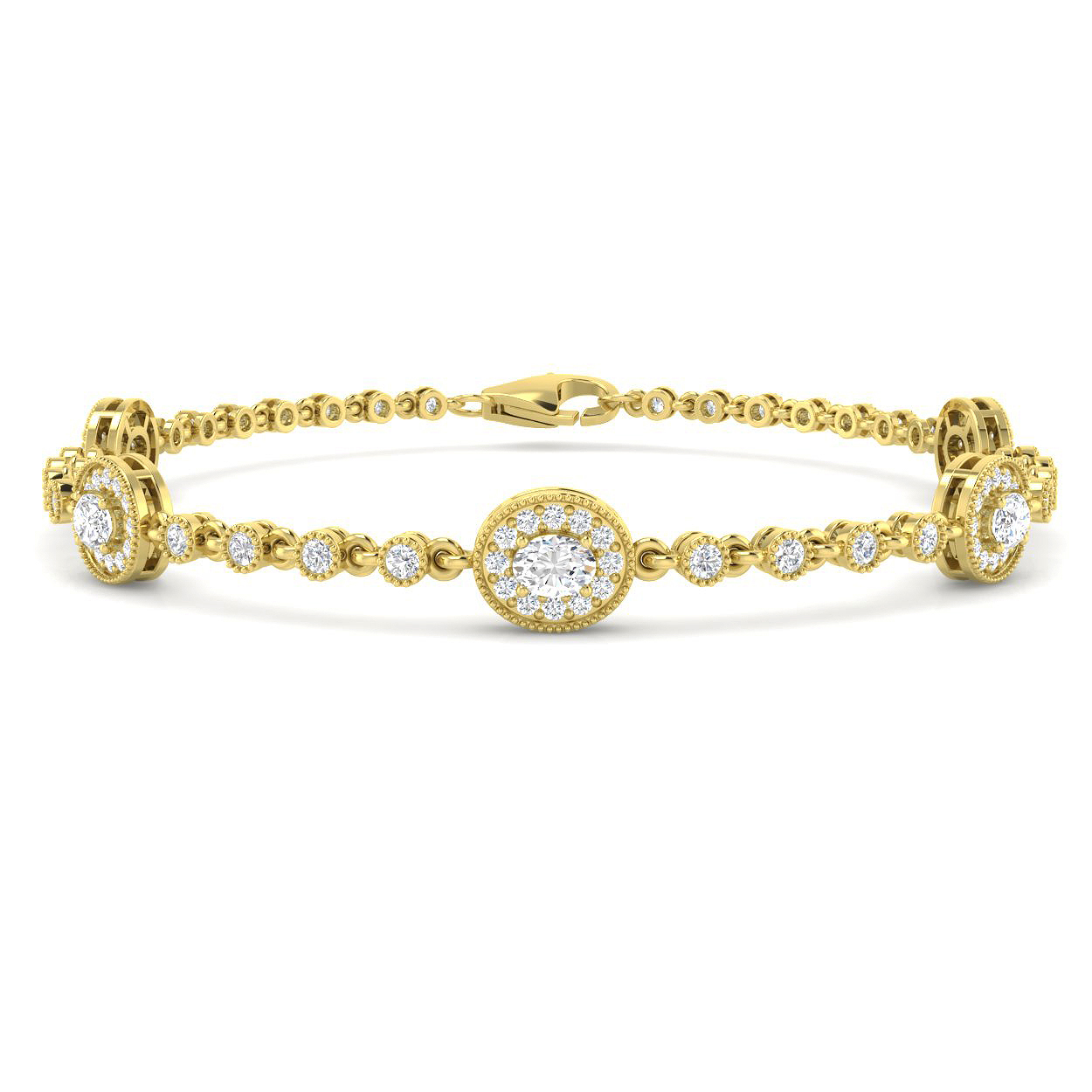 1.96ct Natural Diamond Tennis Bracelet in 9K Yellow Gold