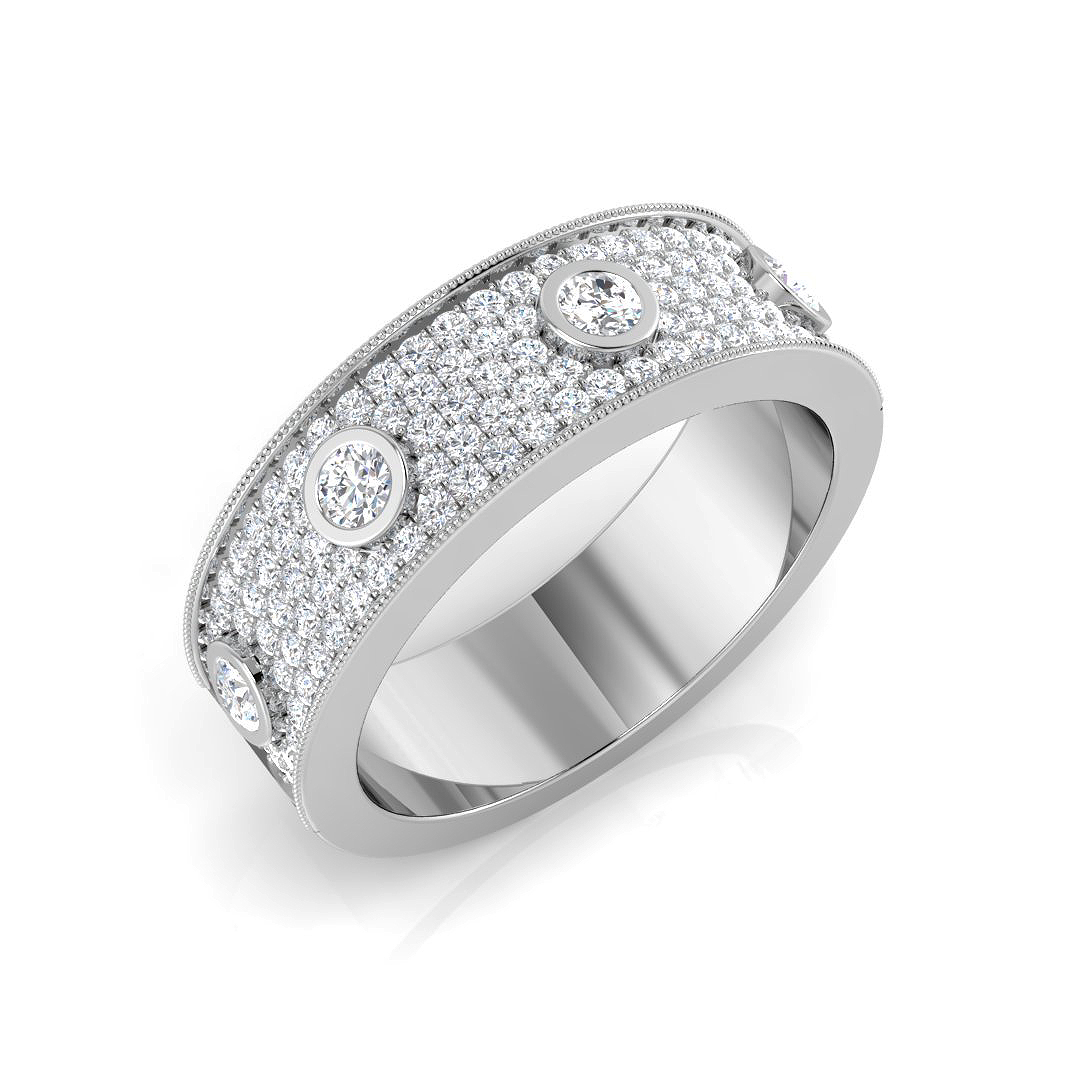 0.76ct Natural Diamond Pave Ring in 9K White Gold
