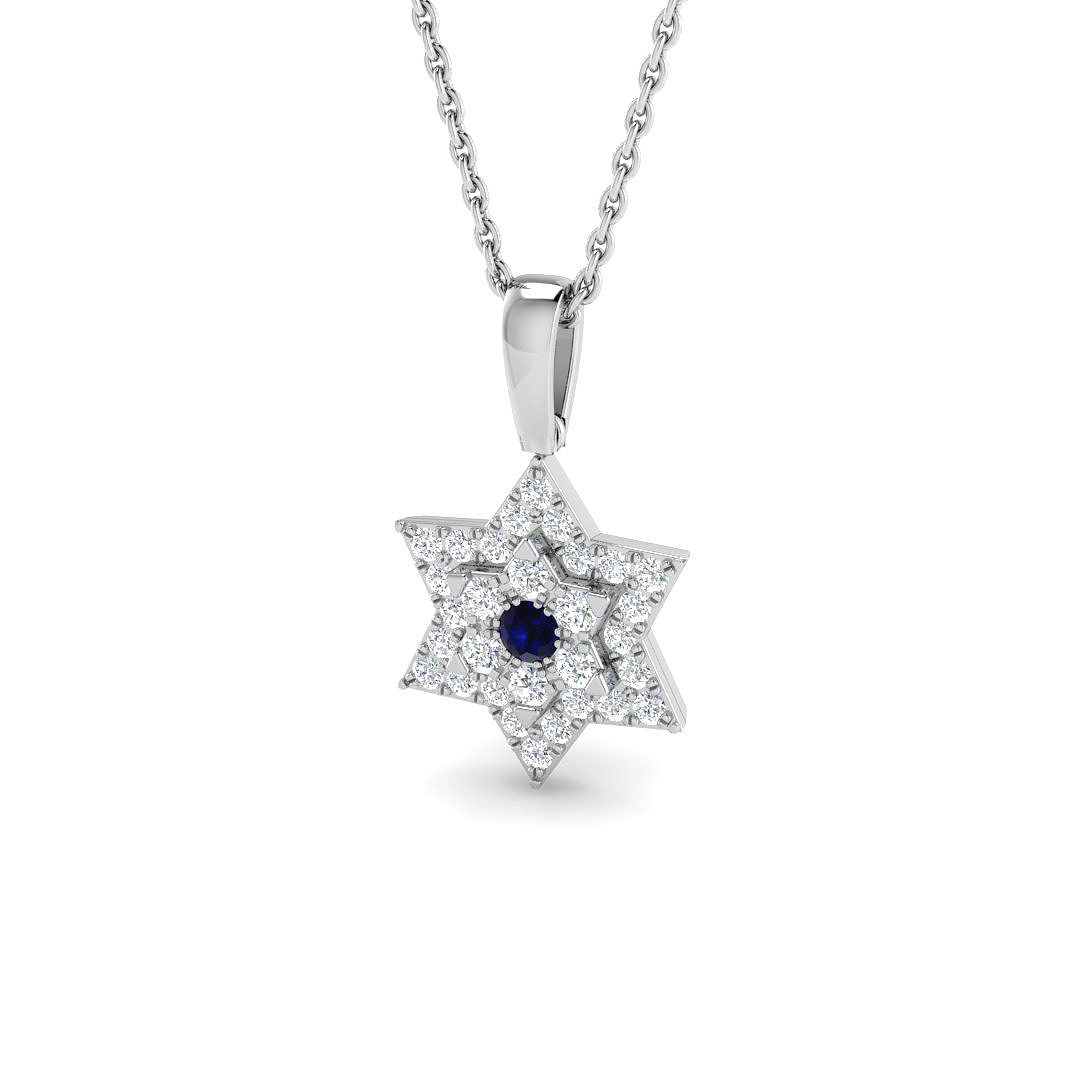 Blue Sapphire Pendant in 9K White Gold