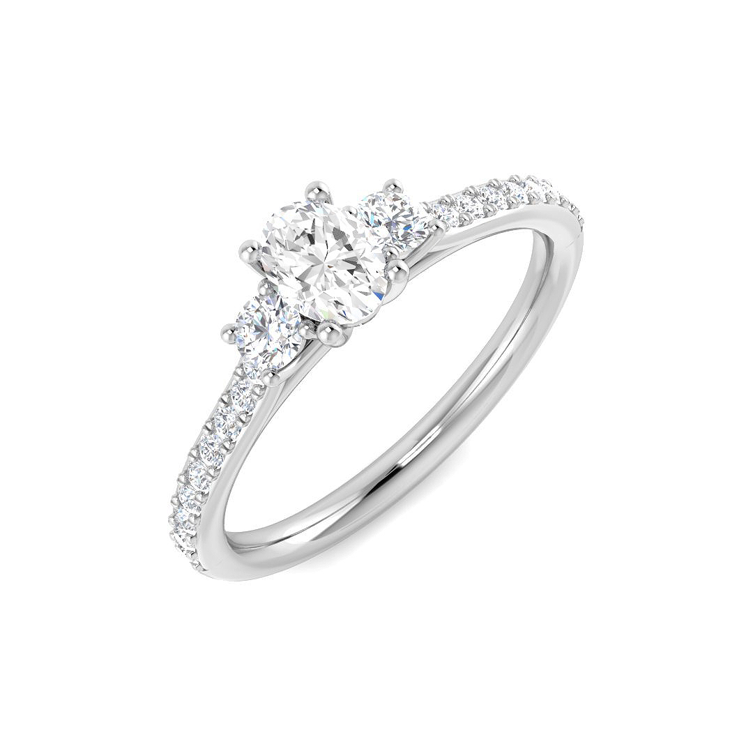 0.60ct Natural Diamond 3 Stone Ring in Platinum Platinum