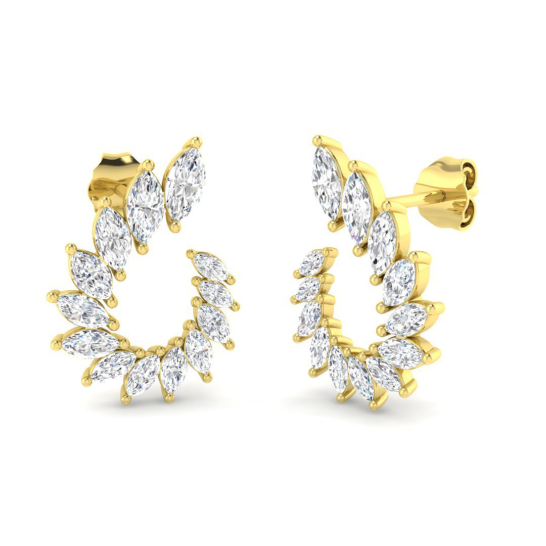 1.65ct Lab-Grown Diamond Crawlers Earrings in 9K Yellow Gold