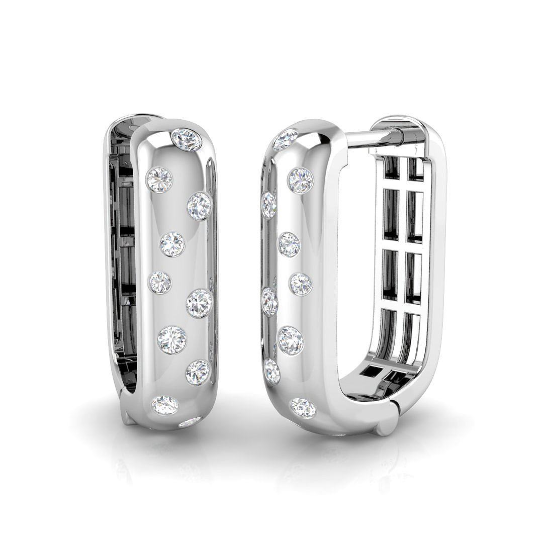 0.25ct Natural Diamond Hoops Earrings in 9K White Gold