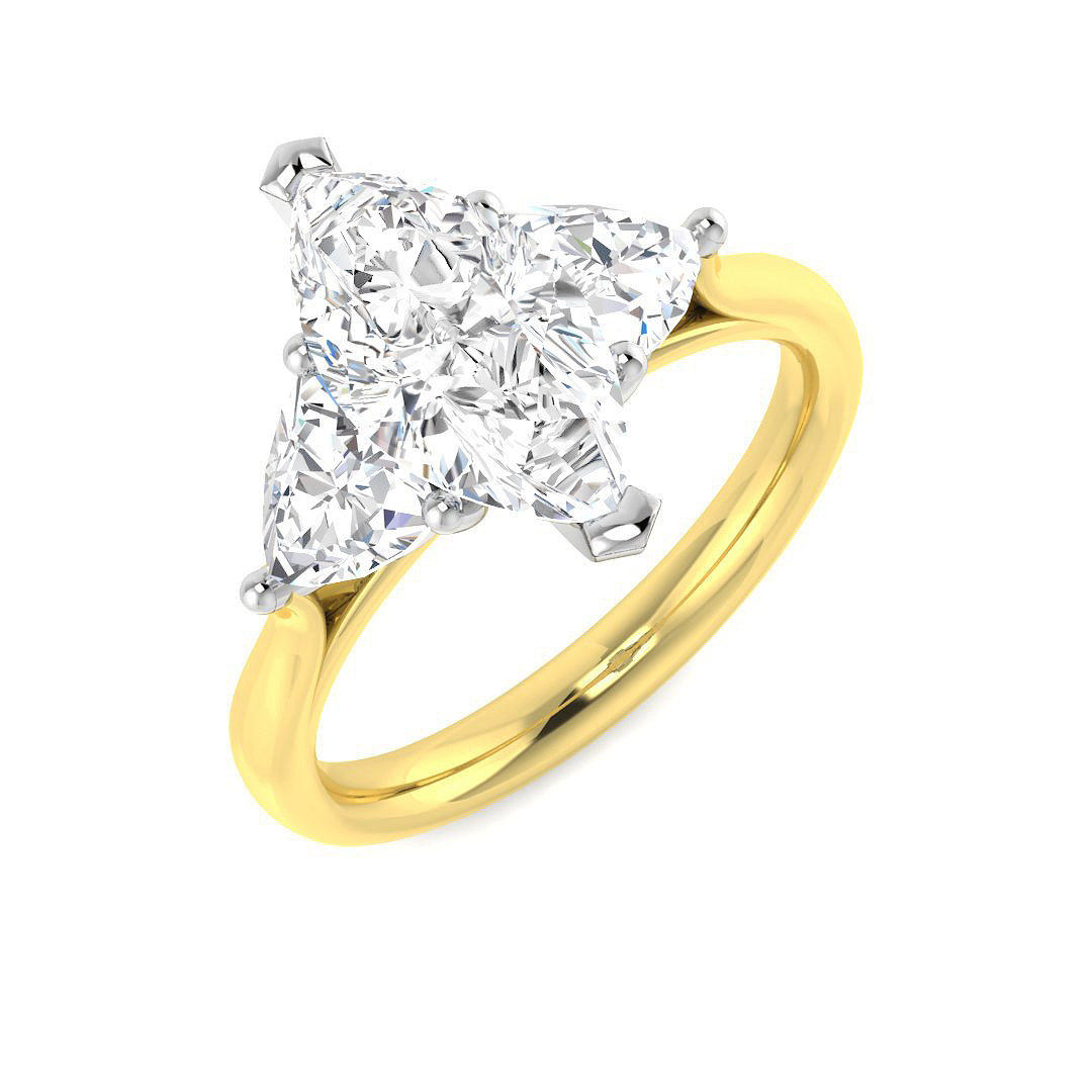 2.39ct Lab-Grown Diamond 3 Stone Ring in 9K Two Tone