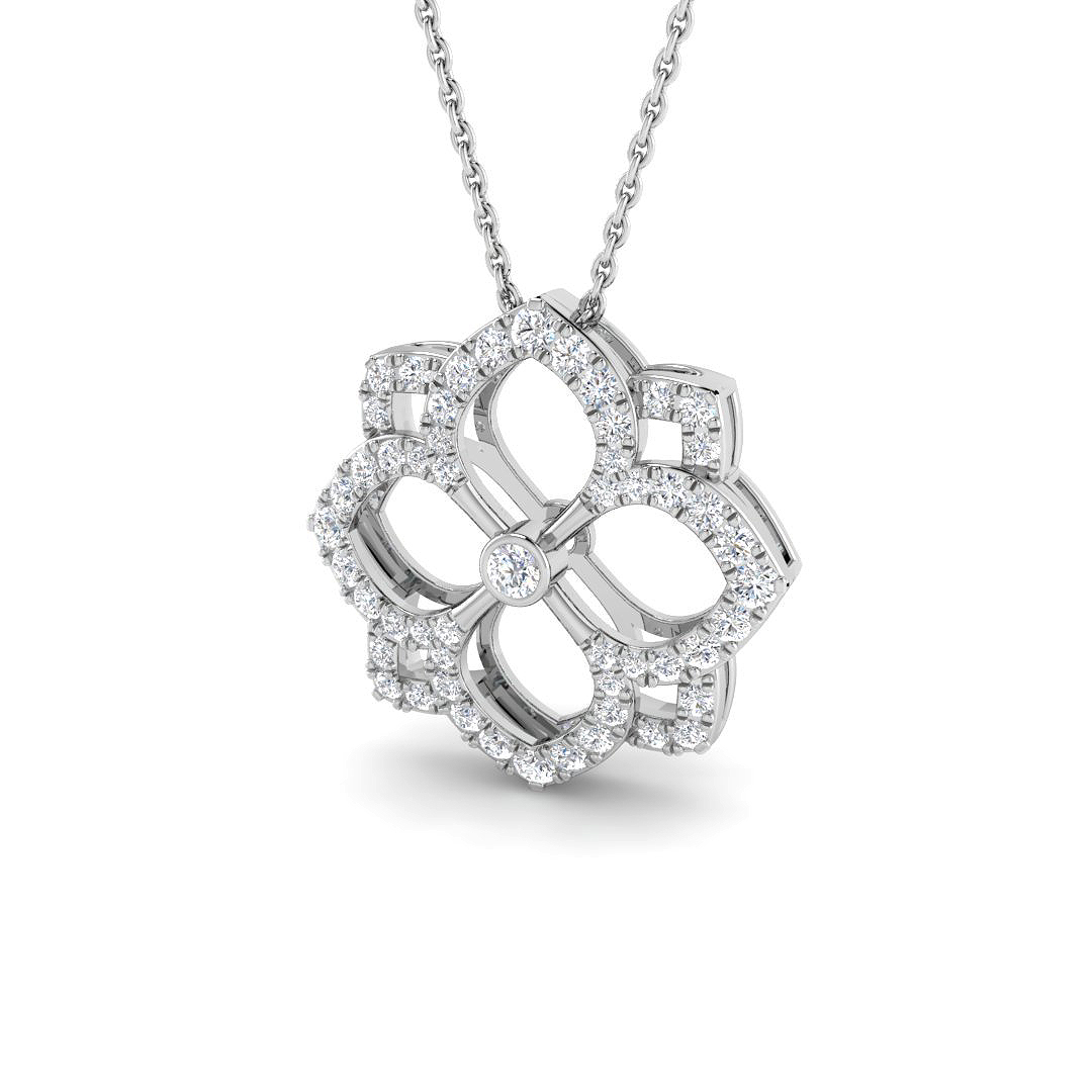 0.51ct Natural Diamond Shape Pendant in 9K White Gold