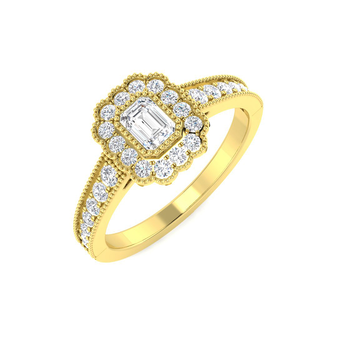 0.65ct Natural Diamond Vintage Ring in 9K Yellow Gold