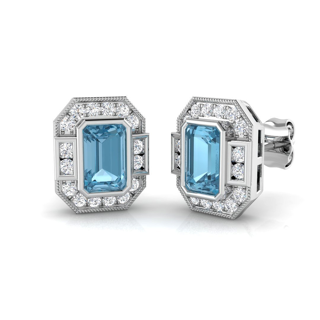 Blue Topaz Earrings in 9K White Gold