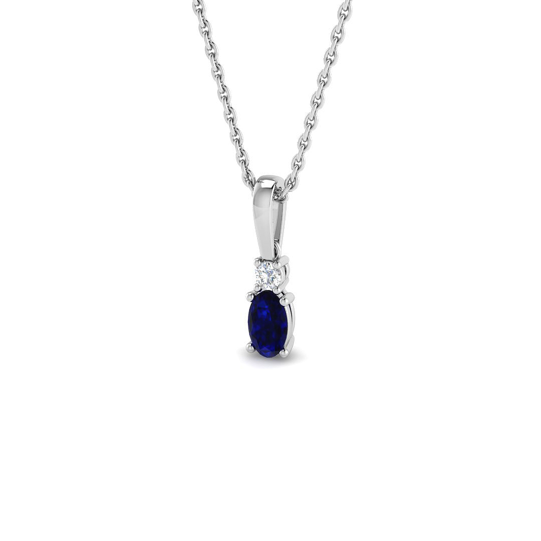 Blue Sapphire Pendant in 9K White Gold