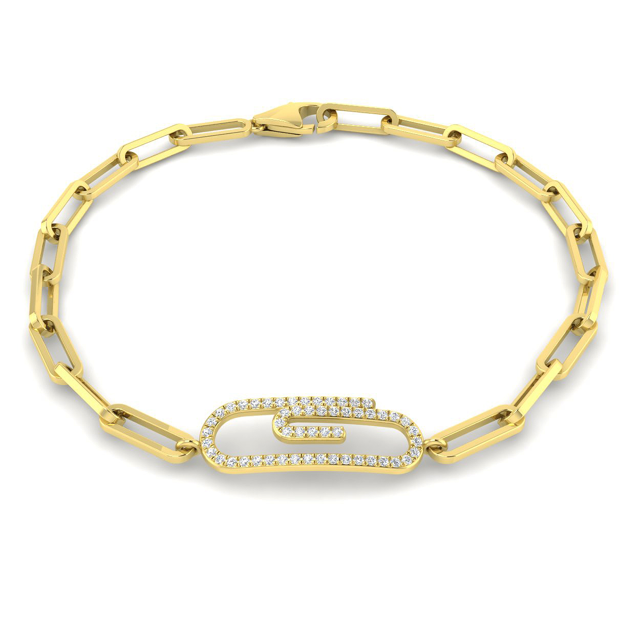 0.20ct Natural Diamond Paper Clip Bracelet in 9K Yellow Gold