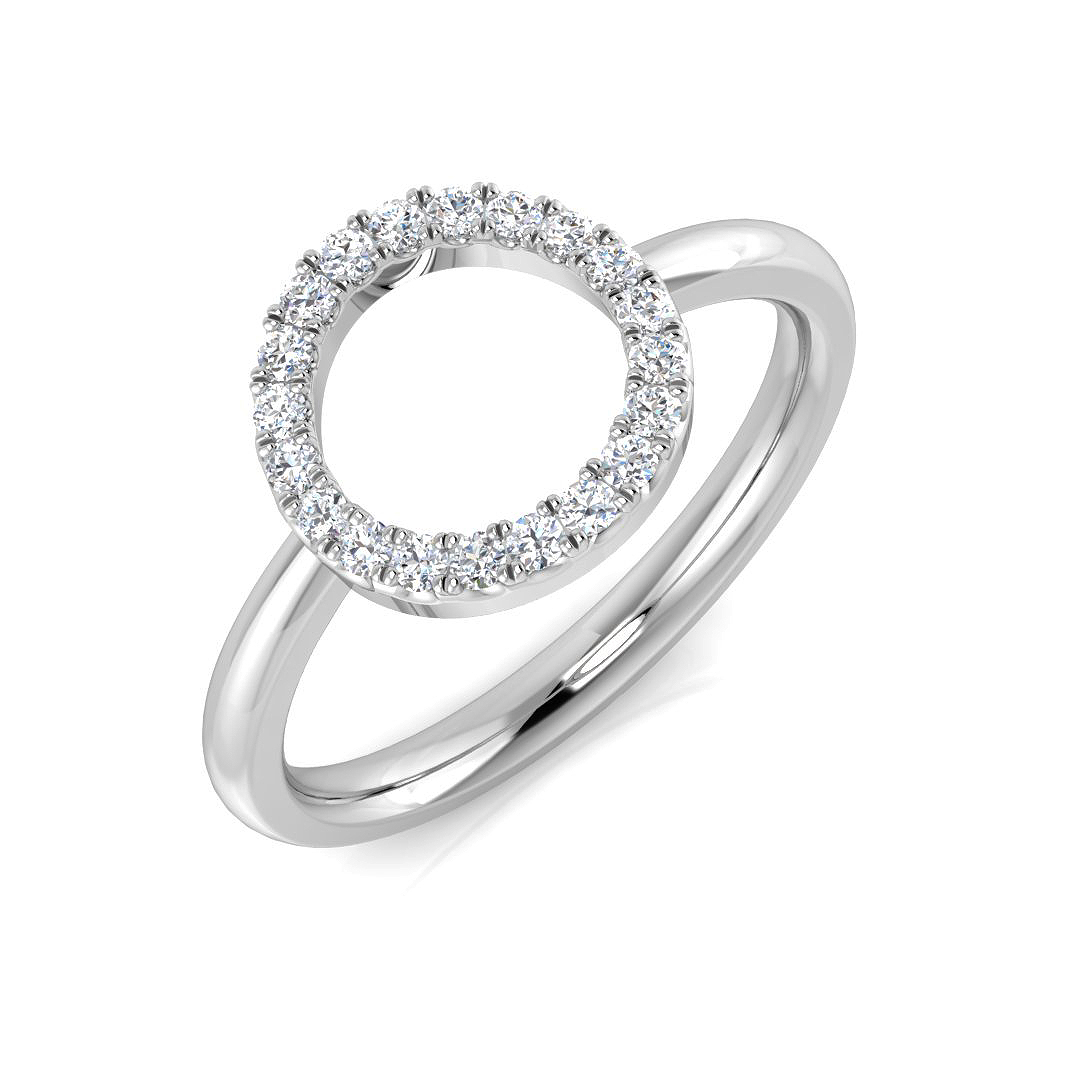 0.12ct Natural Diamond Circle of Life Ring in 9K White Gold