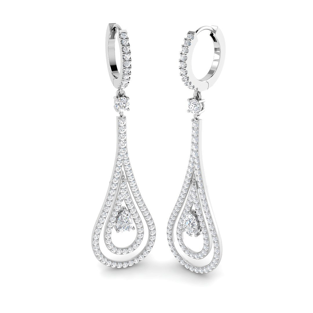 2.60ct Lab-Grown Diamond Drop & Trilogy Earrings in 9K White Gold