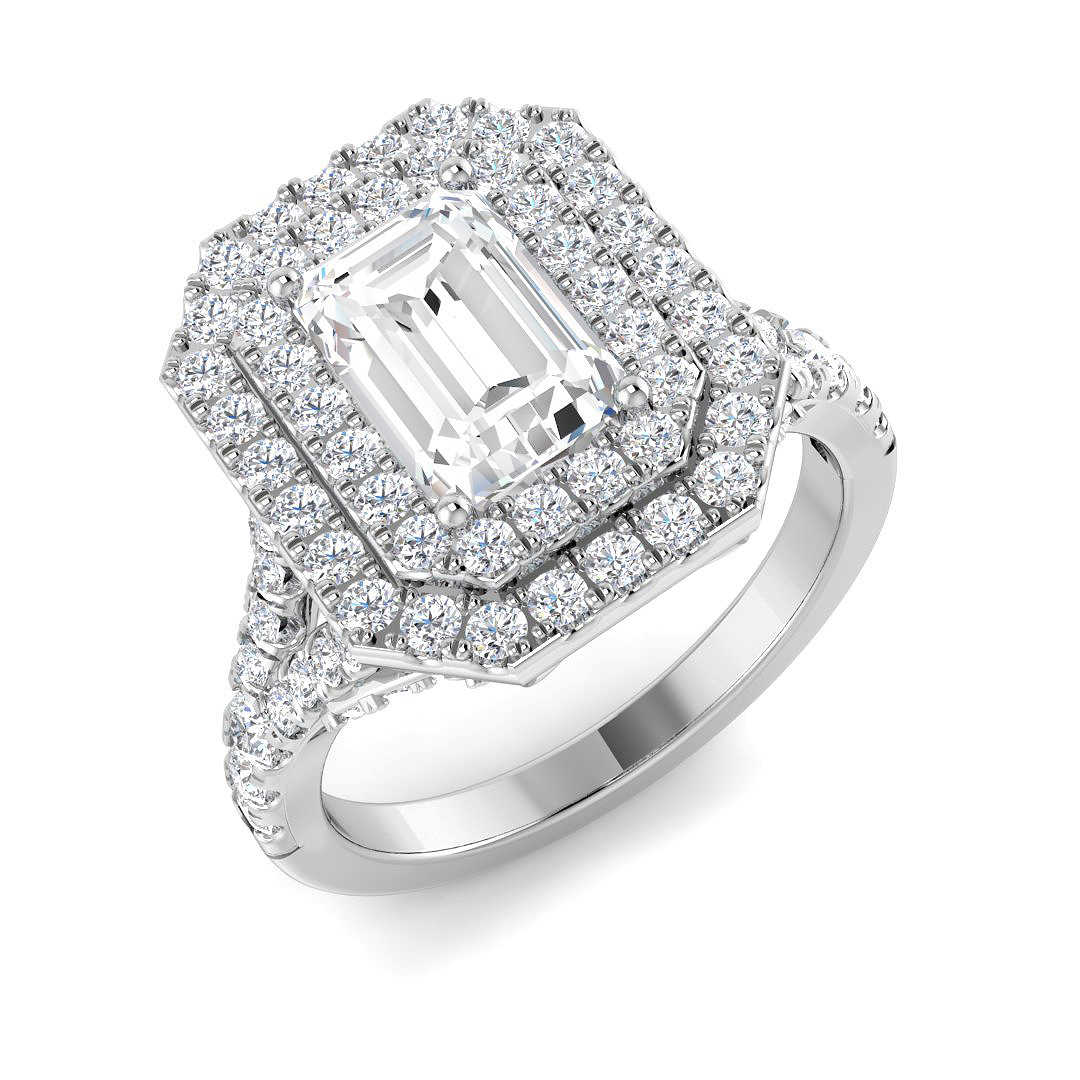 2.63ct Lab-Grown Diamond Halo Ring in 9K White Gold