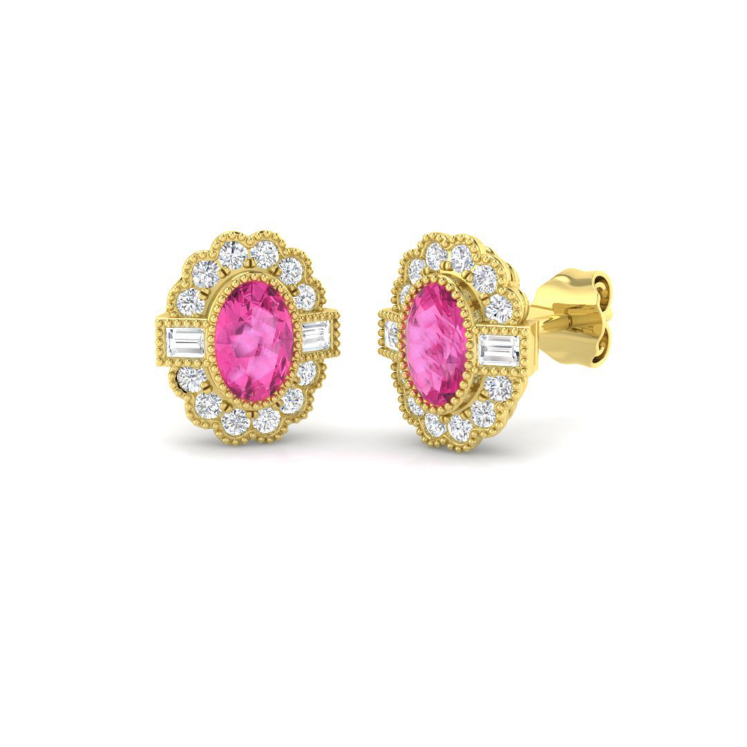 Halo Earrings in 9K Yellow Gold