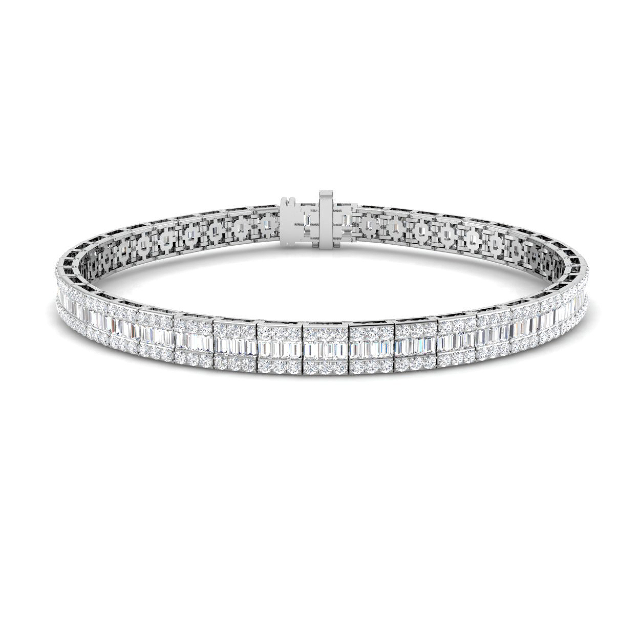 4.55ct Natural Diamond Baguette & Brilliant Bracelet in 9K White Gold