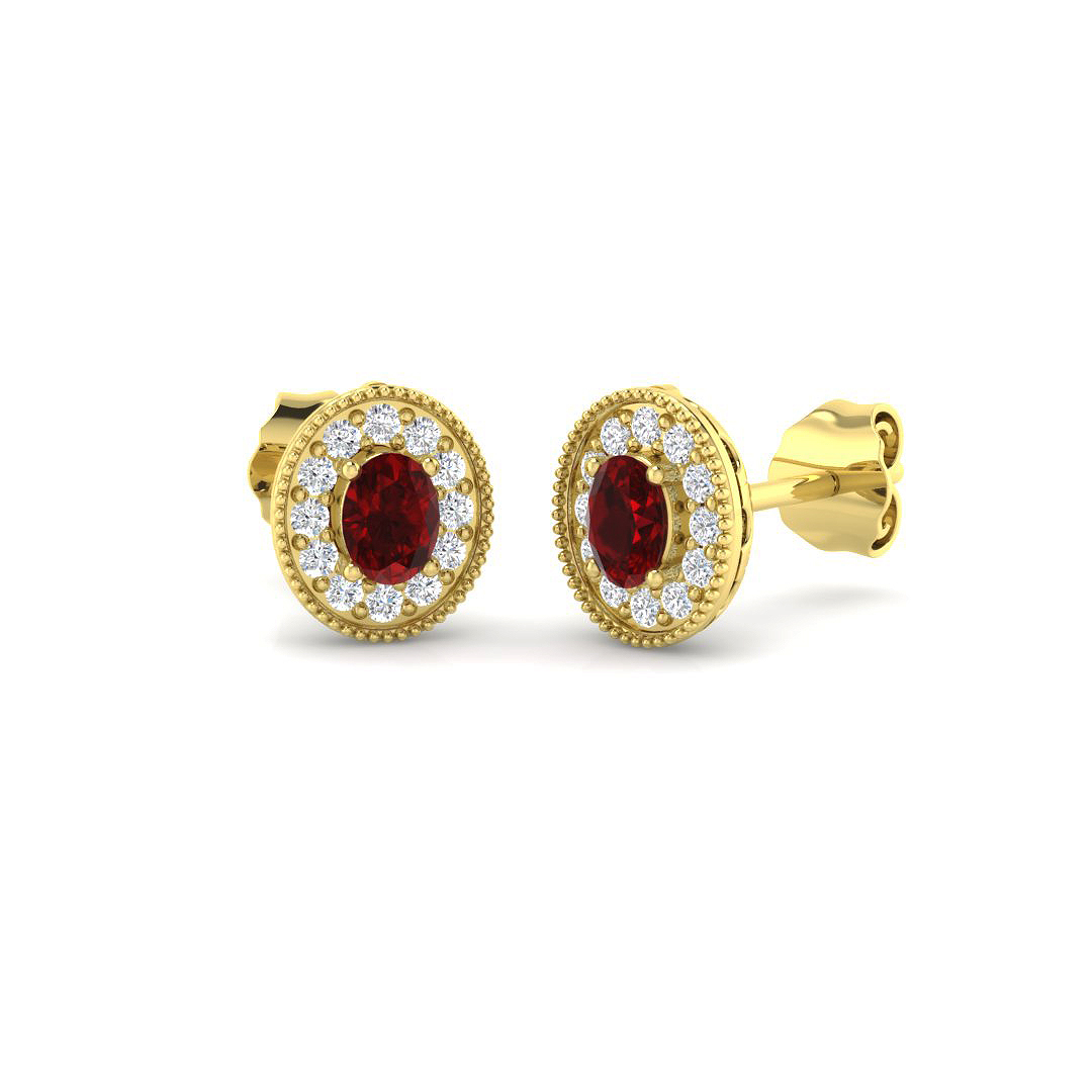 Halo Earrings in 9K Yellow Gold