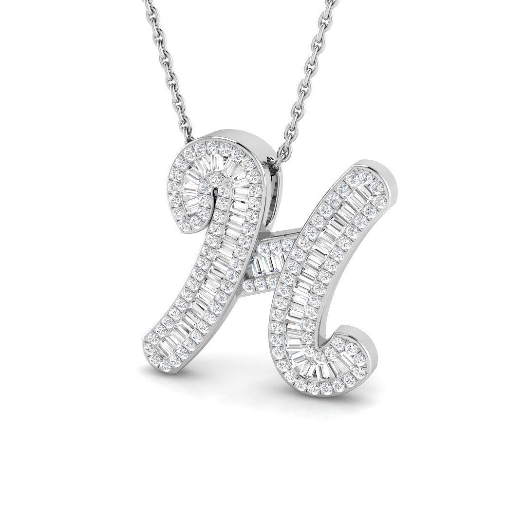 0.53ct Natural Diamond Initials Pendant in 9K White Gold