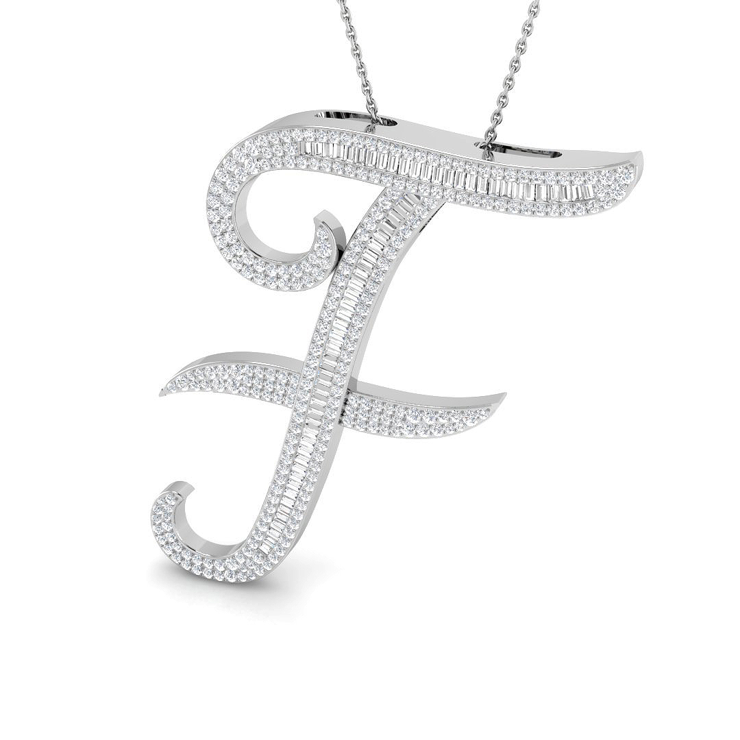 1.45ct Natural Diamond Initials Pendant in 9K White Gold