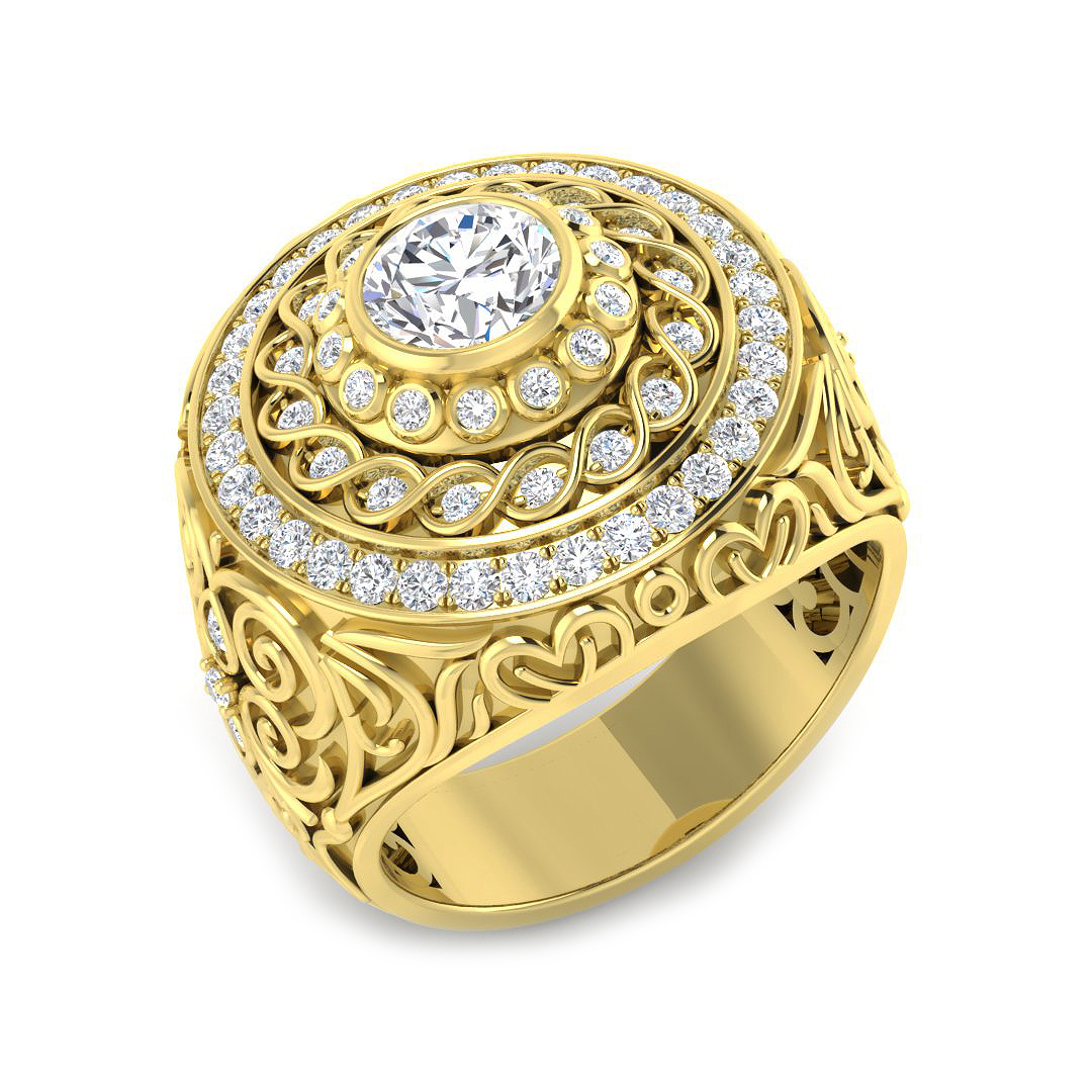 1.81ct Lab-Grown Diamond Signet Ring in 9K Yellow Gold