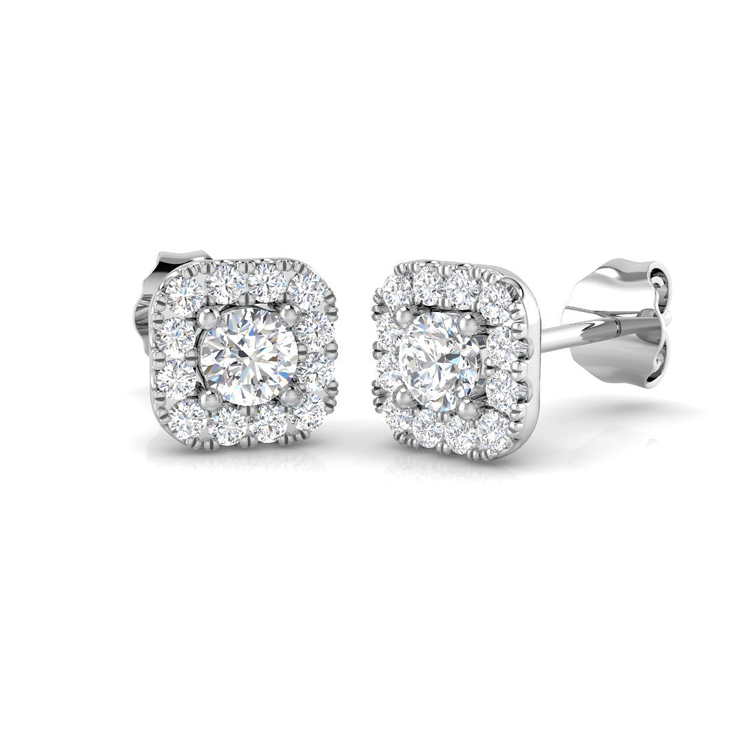 0.50ct Lab-Grown Diamond Halo Earrings in 9K White Gold