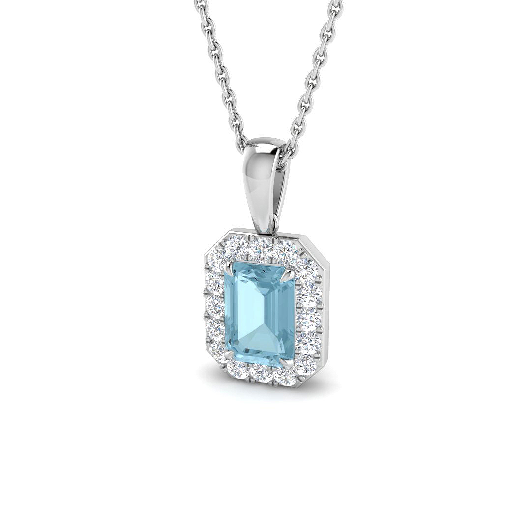 Aquamarine Pendant in 9K White Gold
