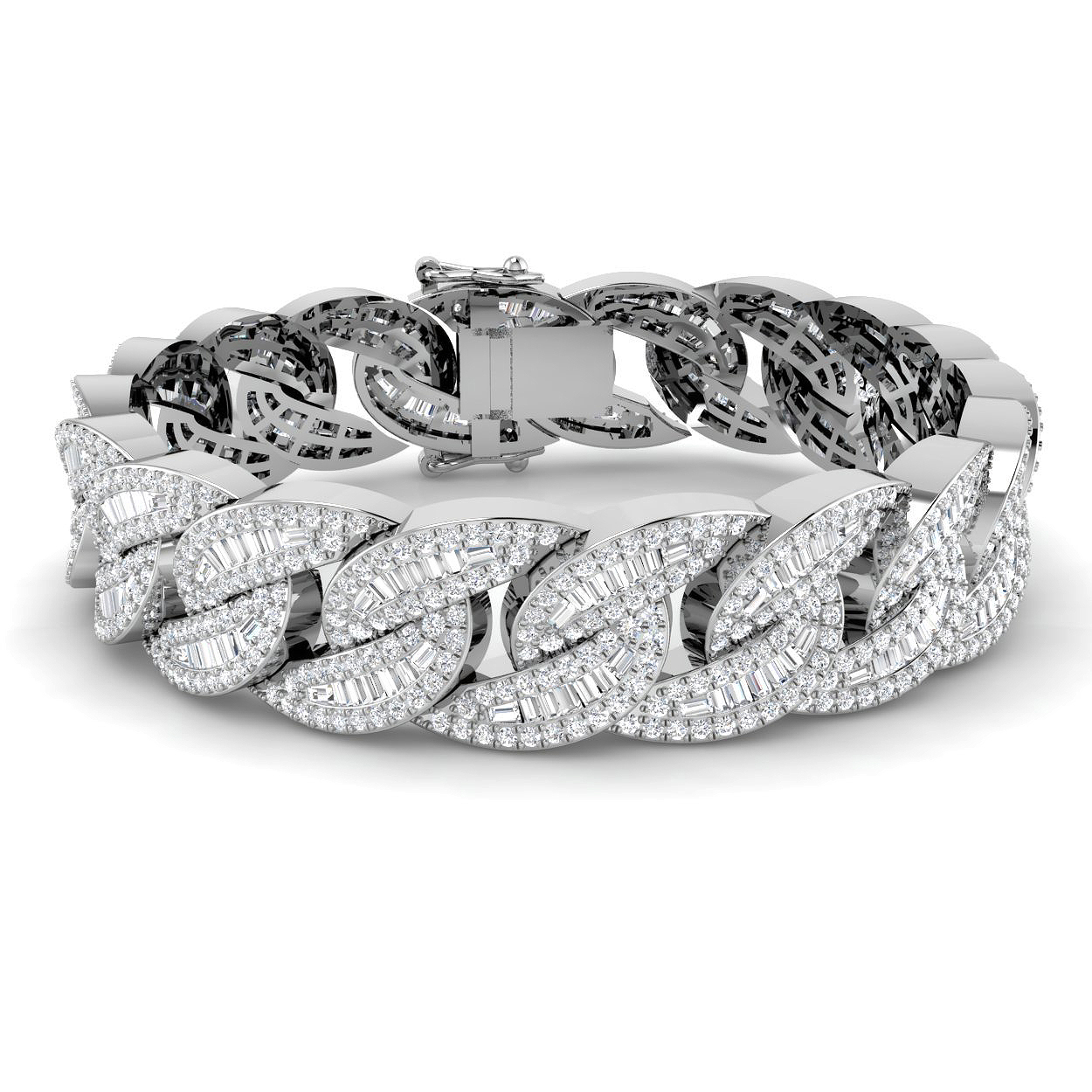 7.96ct Natural Diamond Baguette & Brilliant Bracelet in 9K White Gold