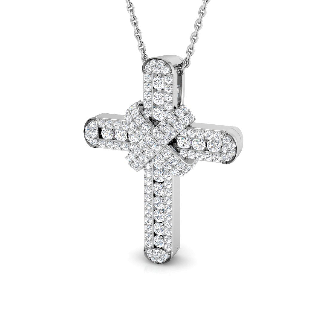 0.68ct Natural Diamond Cross Cross Pendant in 9K White Gold