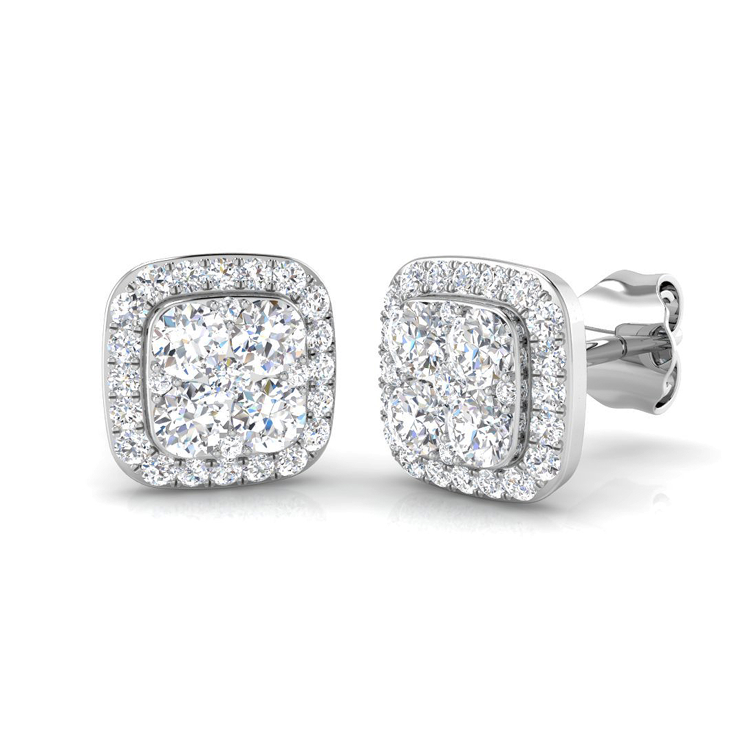 0.66ct Natural Diamond Cluster Earrings in 9K White Gold