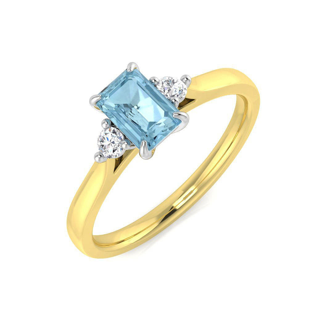 Aquamarine Ring in 18K Two Tone