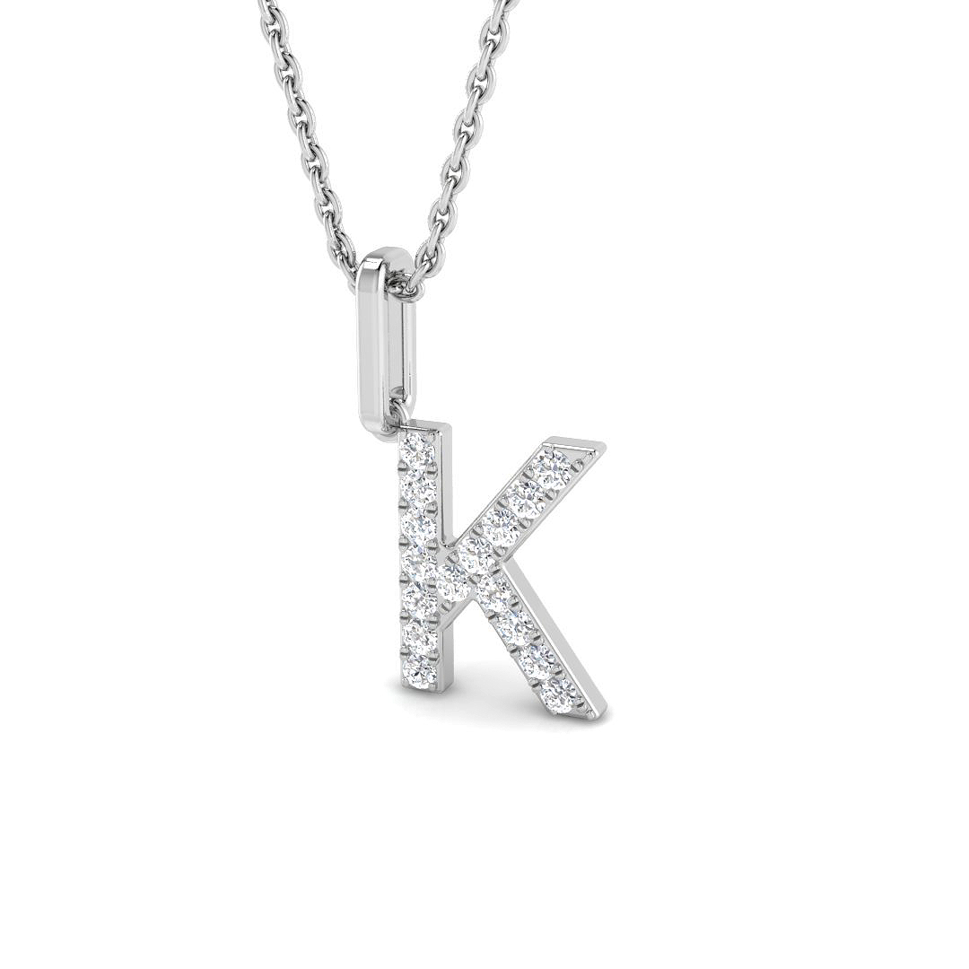 0.14ct Natural Diamond Initials Pendant in 9K White Gold