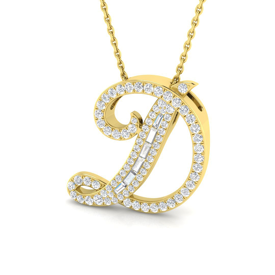 0.47ct Natural Diamond Initials Pendant in 9K Yellow Gold