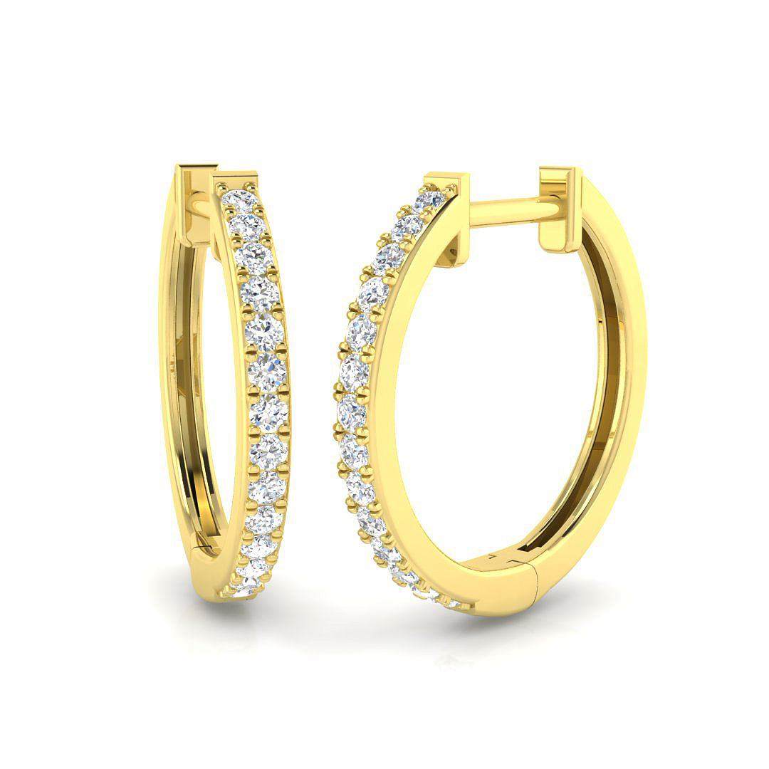 0.23ct Natural Diamond Hoop Earrings in 9K Yellow Gold