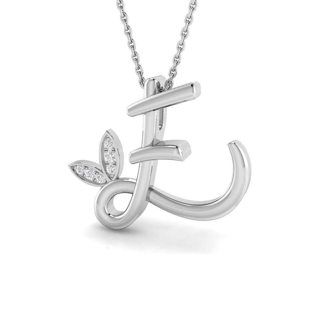 0.05ct Natural Diamond Initial Pendant in 9K White Gold