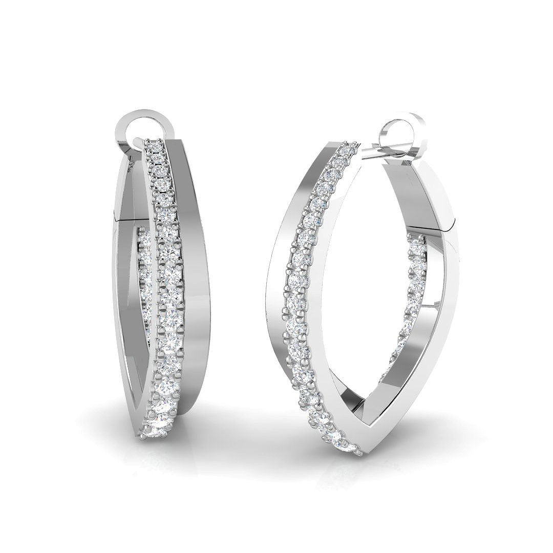 0.69ct Natural Diamond Fancy Earrings in 18K White Gold