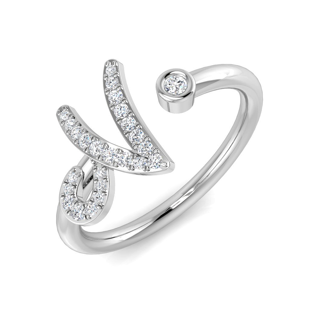 0.10ct Natural Diamond Initials Ring in 9K White Gold