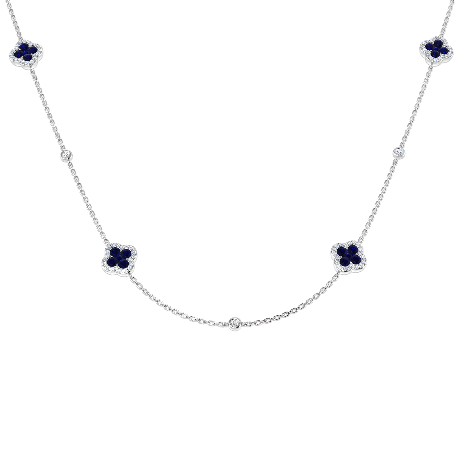 Clover Necklace in 9K White Gold