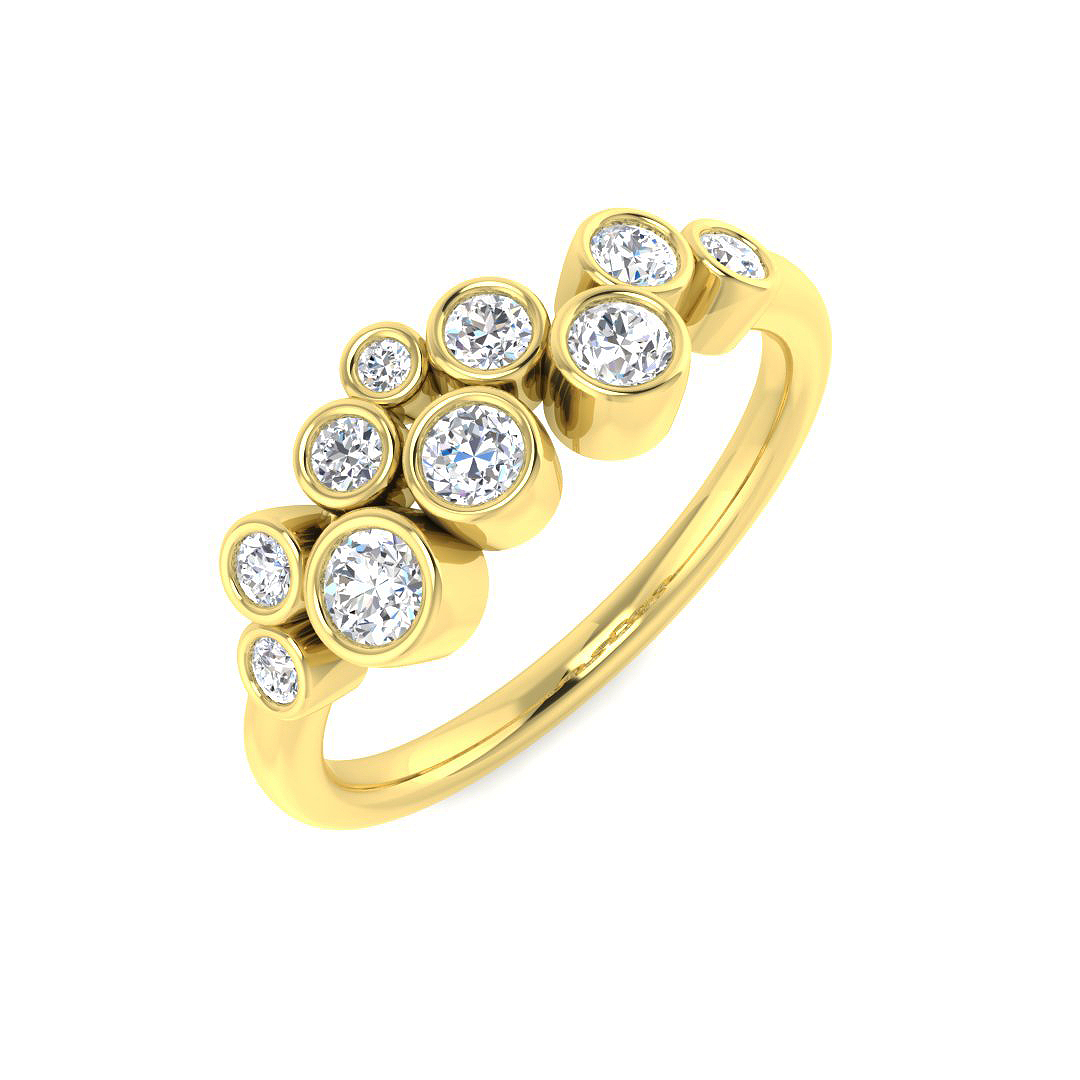 0.47ct Natural Diamond Bubble Rings Ring in 9K Yellow Gold