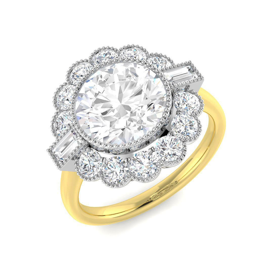 4.03ct Lab-Grown Diamond Vintage Ring in 9K Two Tone