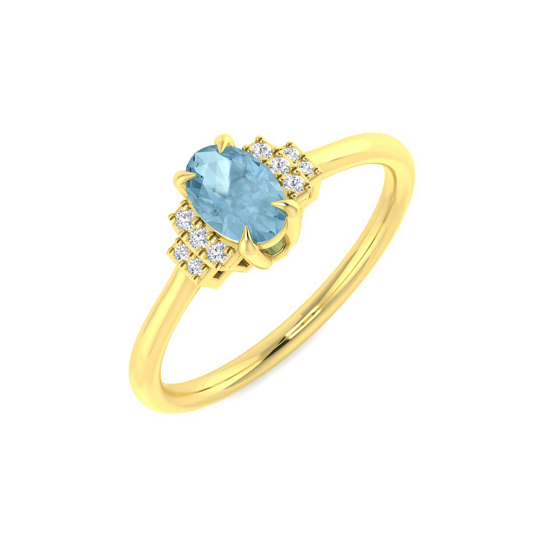 Aquamarine Ring in 9K Yellow Gold