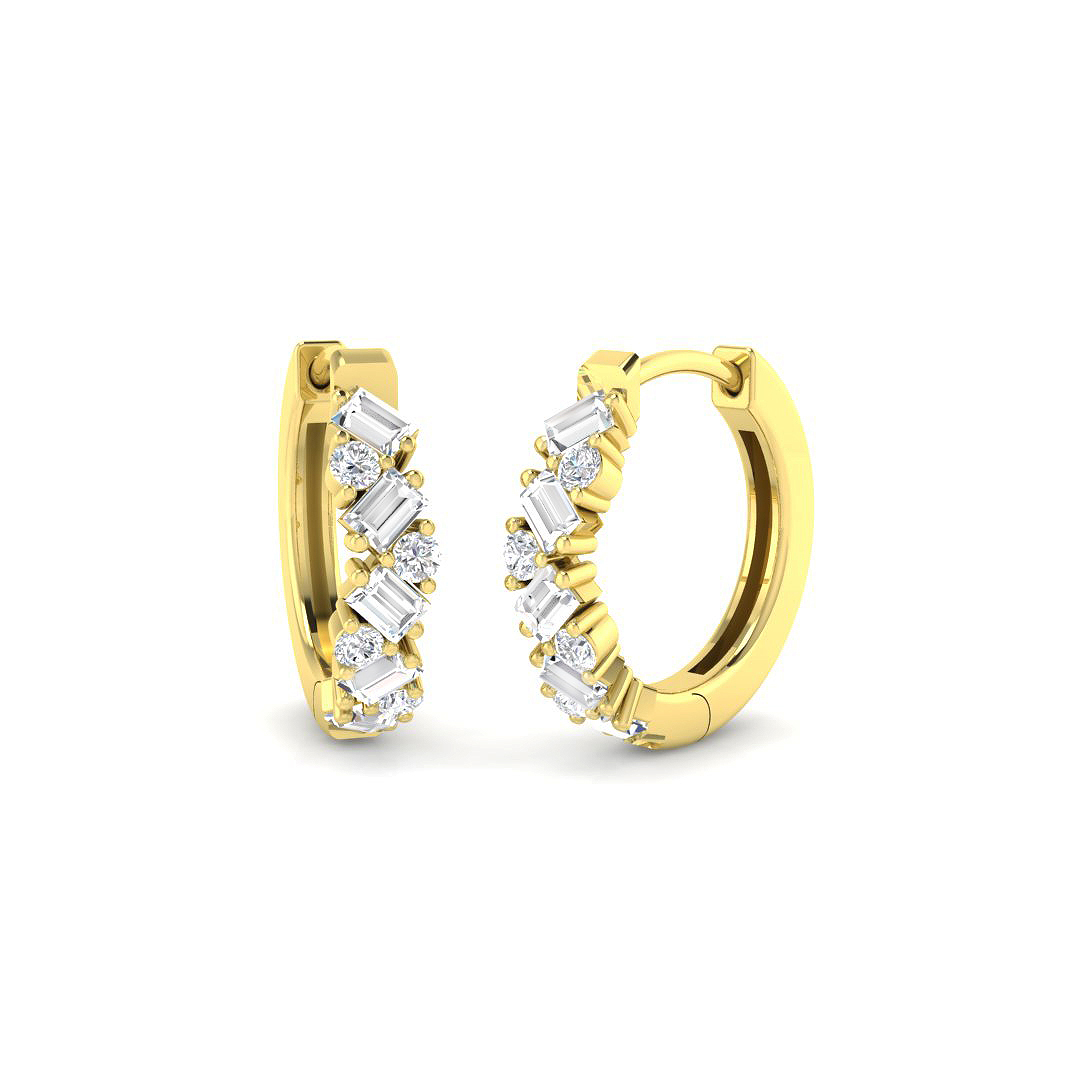 0.45ct Natural Diamond Hoops Earrings in 18K Yellow Gold
