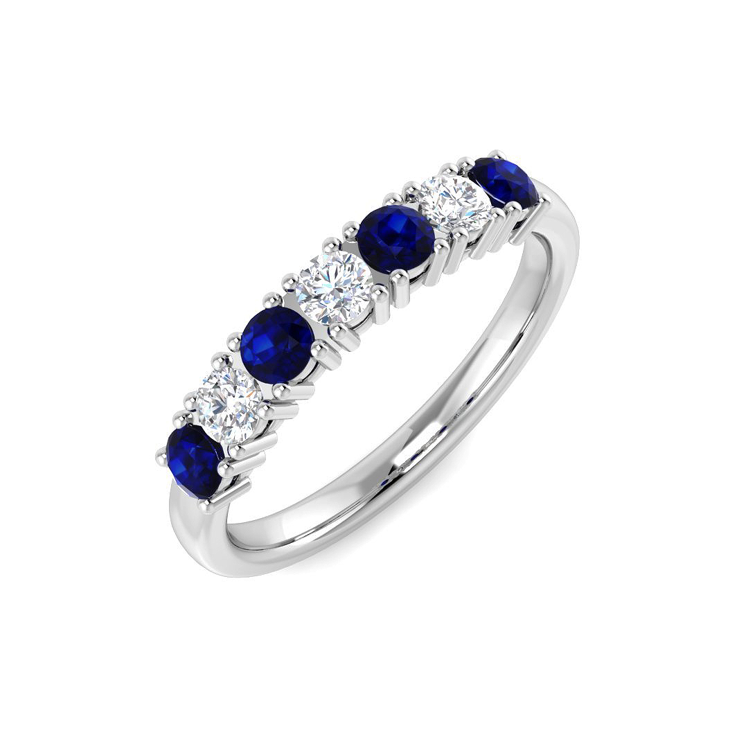 Blue Sapphire Ring in 9K White Gold