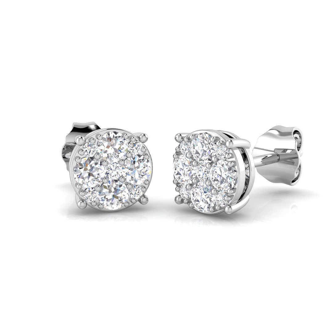 0.43ct Lab-Grown Diamond Cluster Earrings in 9K White Gold