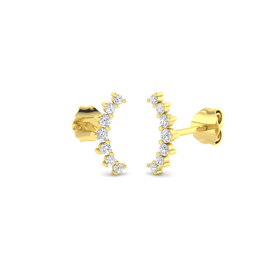 0.20ct Natural Diamond Crawlers Earrings in 9K Yellow Gold