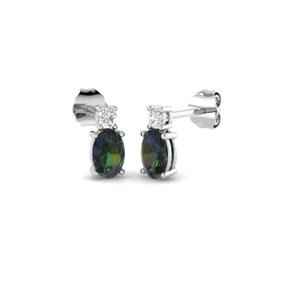 Teal Sapphire Earrings in 9K White Gold