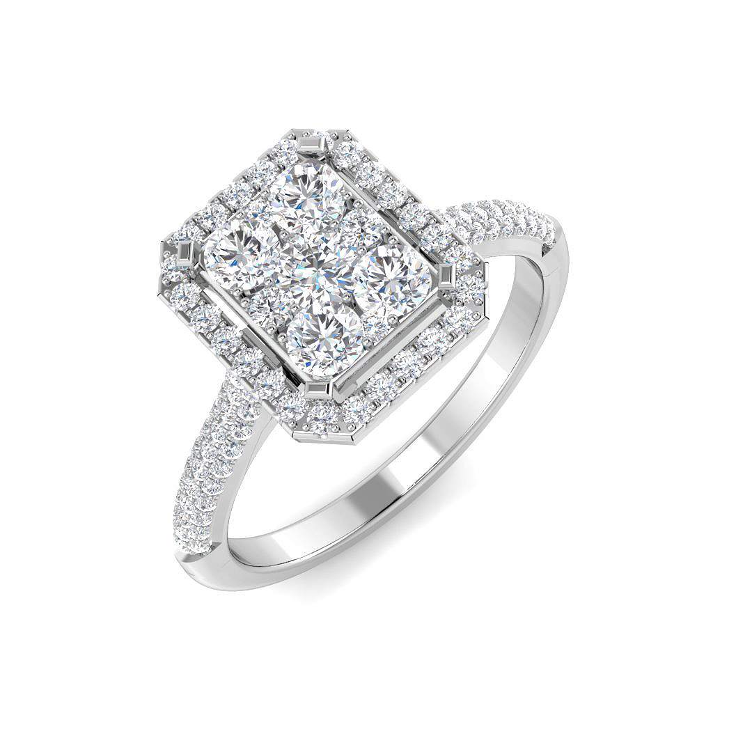 0.81ct Natural Diamond Cluster Ring in 9K White Gold
