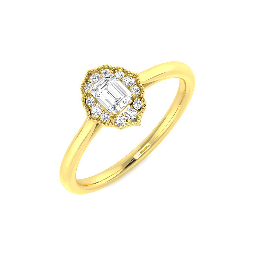 0.33ct Natural Diamond Vintage Ring in 9K Yellow Gold