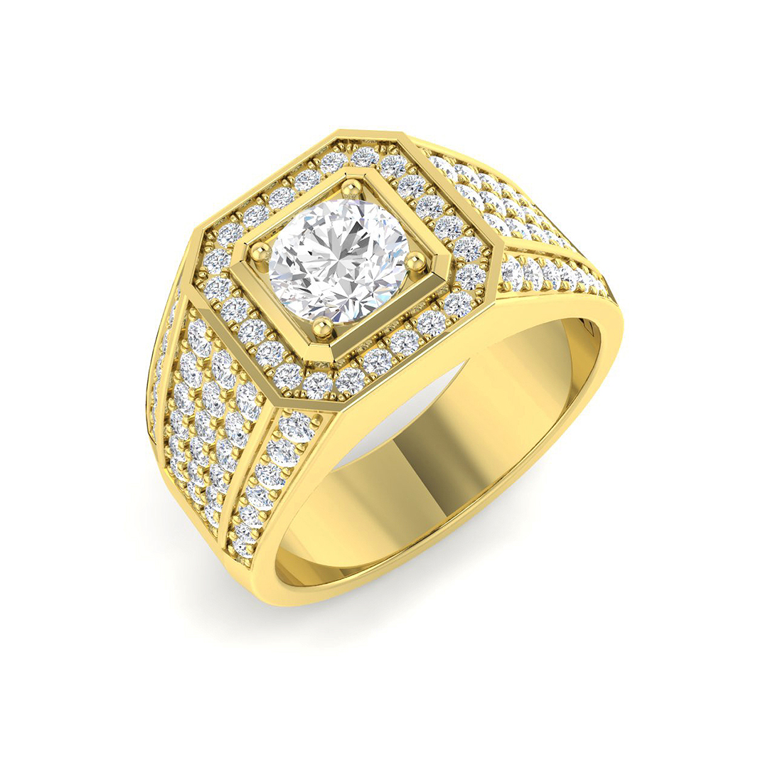 2.31ct Lab-Grown Diamond Signet Ring in 9K Yellow Gold